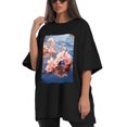 thumbnail image 4 of Plus Size Shirt for Women Black Tops for Women Short Sleeves Shirt for Women Peach Blossom1 T Shirt Crewneck Shirt for Women 5XL, 4 of 5