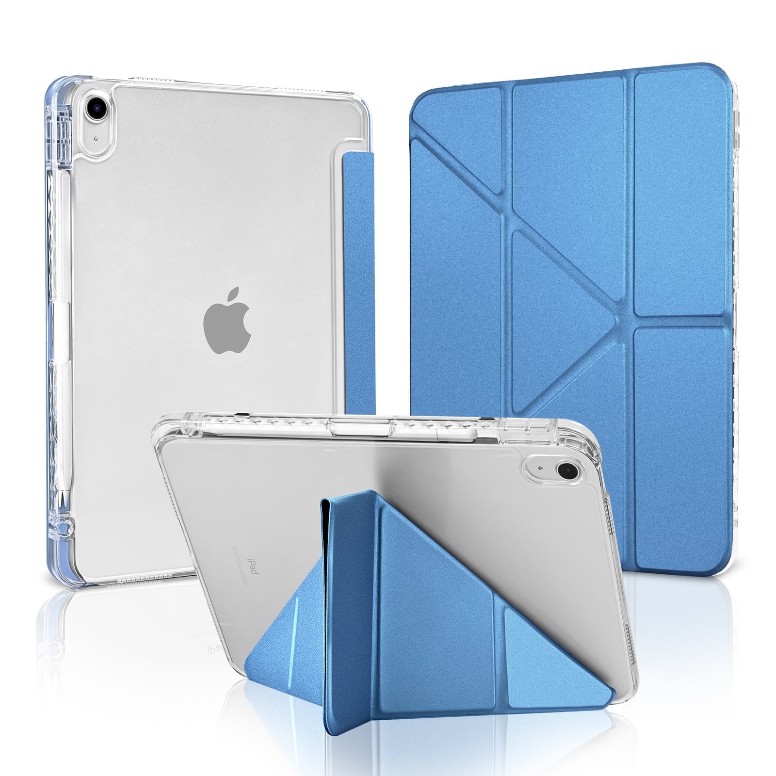 4UBonLife Origami Case for iPad A16 11th 11 inch (2025) / iPad 10th 10.9 inch (2022), Support Landscape/Portrait(Vertical) Mode, Dark Blue