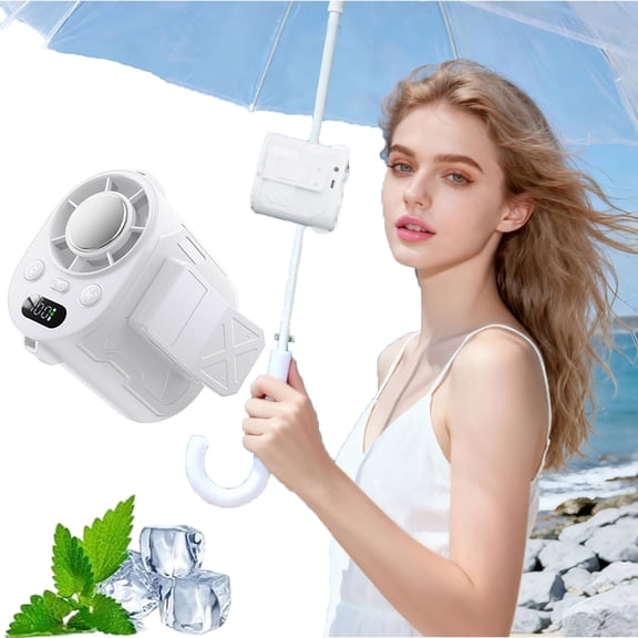 Portable Ice-Cooling Clip Fan, Rechargeable Mini Handheld Fan with LED Light, Silent Adjustable Wind Speed & Digital Display