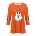 thumbnail image 2 of Halloween 3/4 Sleeve Tops for Women Cute Ghost Graphic Tees Fall Crew Neck Loose Spooky Pullover, 2 of 6