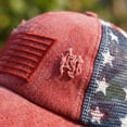 thumbnail image 4 of American Flag Embroidered Mesh Baseball Cap for Women, 4th of July Independence Day Washed Distressed Cotton Ponytail Hat Breathable Trucker Cap for Outdoor Travel Summer Wear, 4 of 5