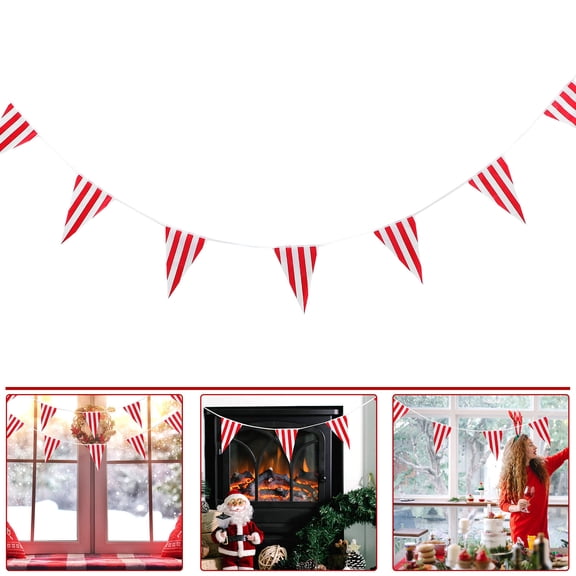 TAILTOSS Carnival Bunting Banner 1 Set for Party Organizers Red and White Striped Pe Material 11.8x7.9in