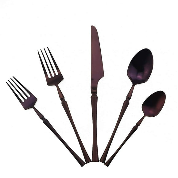 Gugrida Ensemble de Coutellerie Unique et Magnifique - Ensemble de Couverts Iridescents 5 Pcs / Ensemble de Couverts Réutilisables en Acier Inoxydable 18/10 / Service d'Ustensiles Violet pour 1 avec Fourchette à Dessert, Couteau, Cuillère, Fourchette de Table