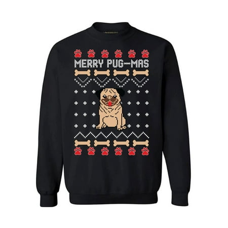 Awkward Styles Merry Pugmas Sweatshirt Cute Pug Dog Christmas Sweater Tacky Holiday Sweater Christmas Jumper for Pug Lovers Holiday Gift for Dog Lovers Ugly Christmas Sweater Cute Christmas