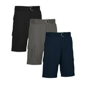 Men's Belted Cotton Cargo Shorts (3-Pack)