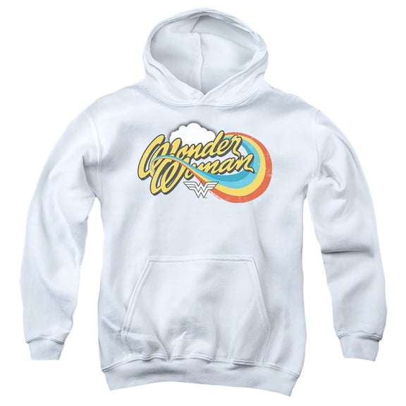 Wonder Woman Rainbow 2 Kids Pull-Over Hoodie (Small) for Youth Boys and Girls, White