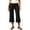 Black, variant on Fold Over Wide Leg Capri Pants for Women Side Drawstring Ruched Elastic Low Rise Lounge Yoga Flare Culottes Y2k Flowy Crop Palazzo Pants Beach