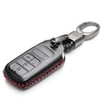 thumbnail image 2 of Vitodeco Genuine Leather Smart Key Keyless Remote Entry Fob Case Cover with Key Chain for Honda Civic, Fit, Accord, Pilot, CR-V (5 Buttons, Black/Red), 2 of 5