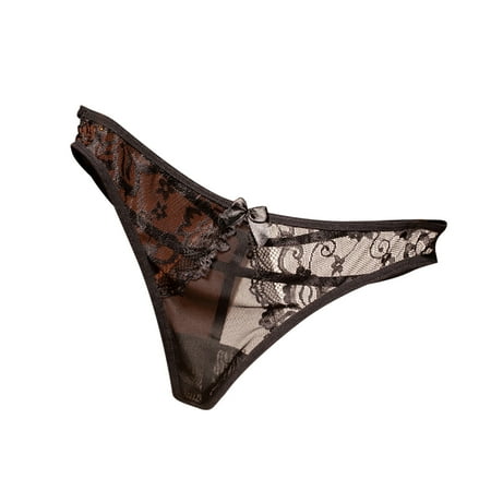 WTXUE Intimates | Panties Lingerie Briefs Lace Sheer Women Underwear Thongs Breathable | 1 Piece Black