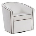 thumbnail image 1 of Keely  Cream Velvet with Contrasting Brown Welt Barrel Swivel Chair, 1 of 7