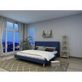 thumbnail image 2 of Tslinn Low Profile Upholstered Platform Bed,King Beds With Dark-Blue(Linen), 2 of 5