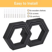 Oumilen Black Hexagon Floating Shelves, Set of 6
