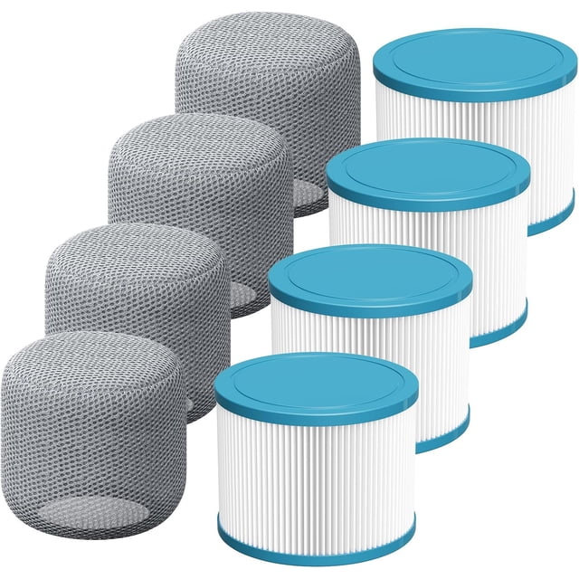 Spa Hot Tub Filter Replacement: Compatible with All RELXTIME ALEKO Wejoy Co-z Spa Wave Spas CleverSpa Inflatable Hot Tubs Pool High-Efficiency Screw-in Filters(4 Filters + 4 Filter Covers)