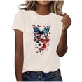 thumbnail image 2 of Plus Size Tops for Women Independence Day Printed Short Sleeved Round Neck Casual T-shirt Beige XL, 2 of 5