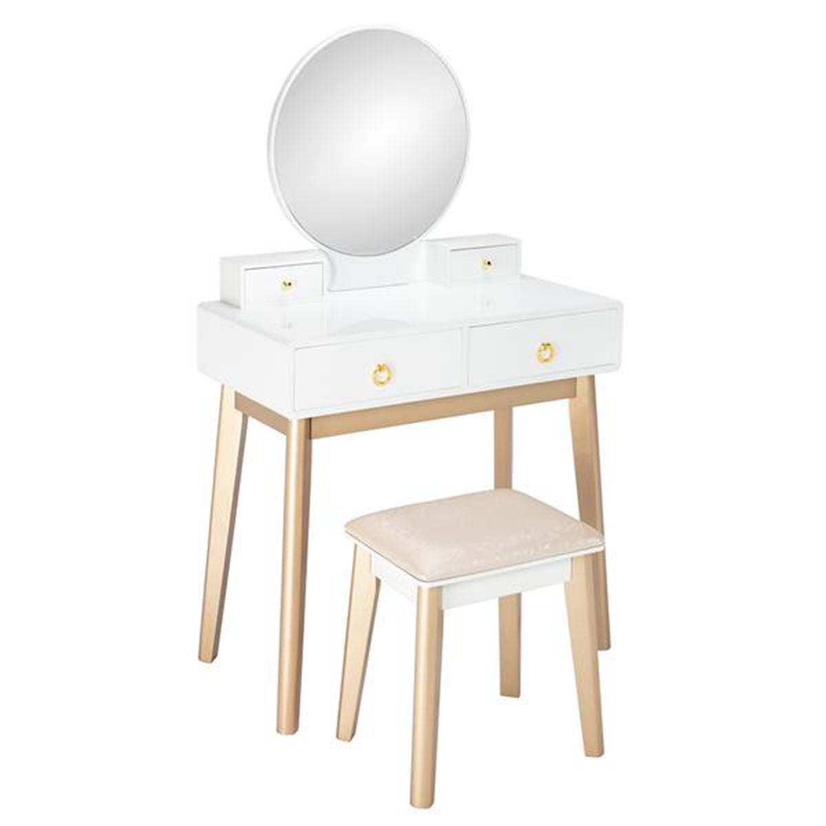 Bedroom Dressing Table, Small Household Solid Wood Dresser Toilet Table