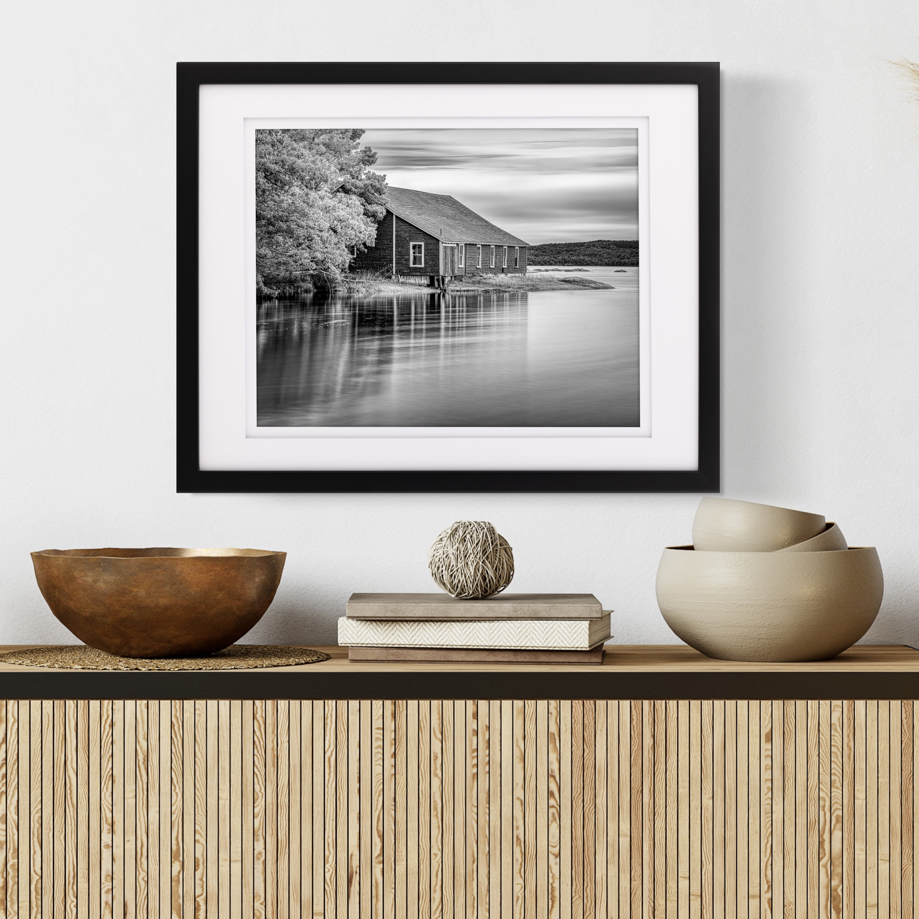 Gallery Solutions - Size 14"x18" Double Airfloat Mat Picture Frame - Sleek Black/White Design for Wall Mounting