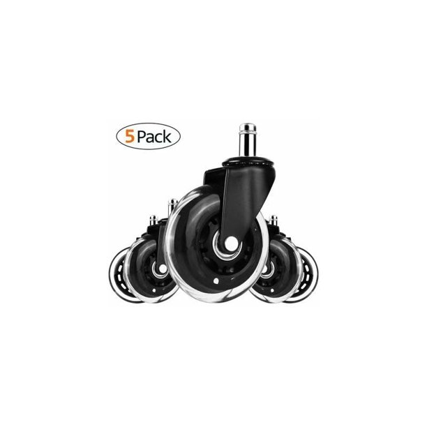 Juego de 5 ruedas para suelo duro para sillas de oficina, ruedas para sillas giratorias, ruedas para sillas de oficina, capacidad de carga de hasta 200 kg, rueda giratoria de 360°, aptas para todos los suelos, diámetro: 75 mm esquí esquí Gafas de esquí
