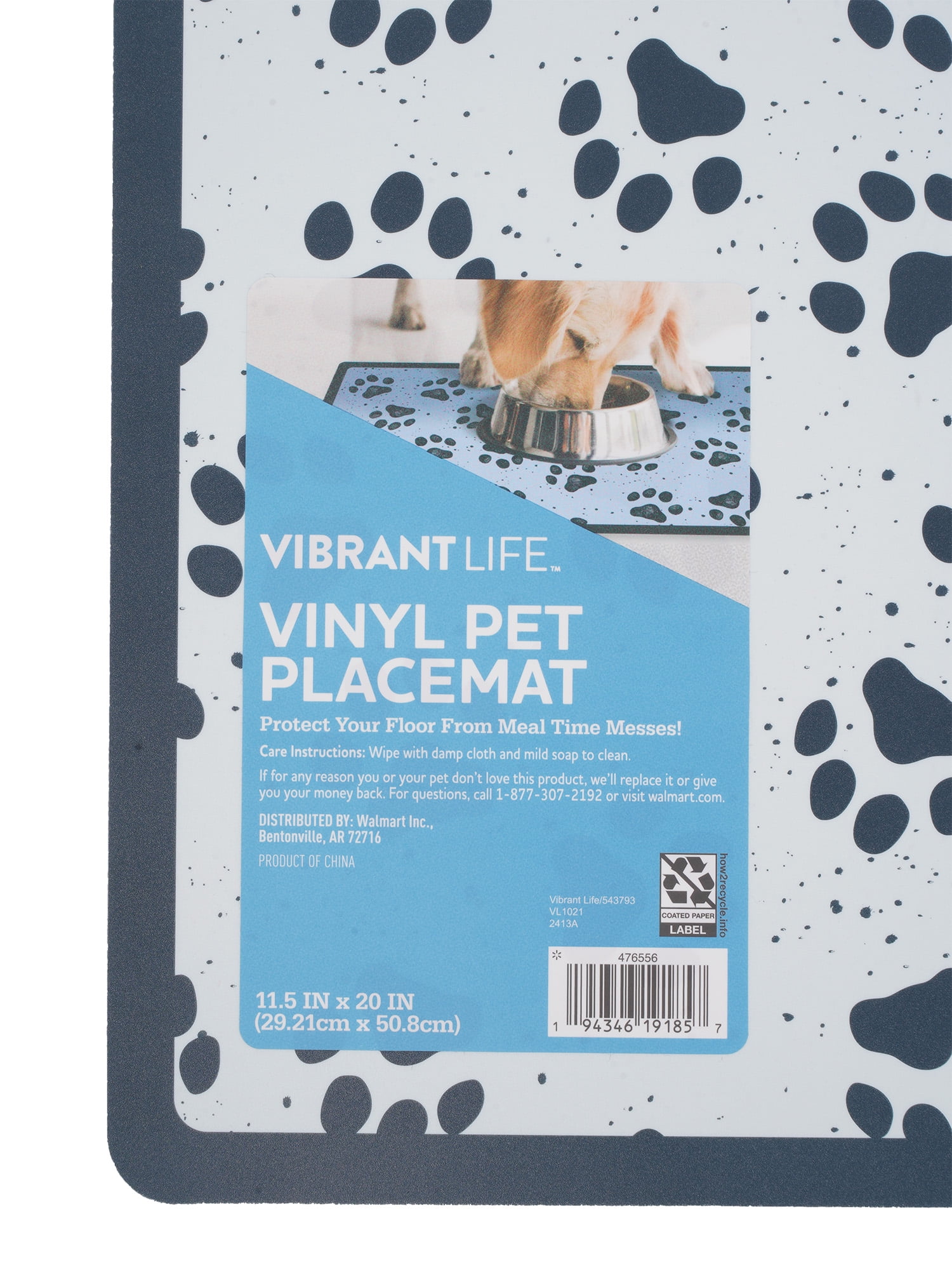 Vibrant Life Paw Print Vinyl Dog Food Placemat