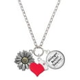 thumbnail image 1 of Delight Jewelry Two-tone Large Daisy Flower - Red Heart Nurse Strong Zoe Necklace, 1 of 4