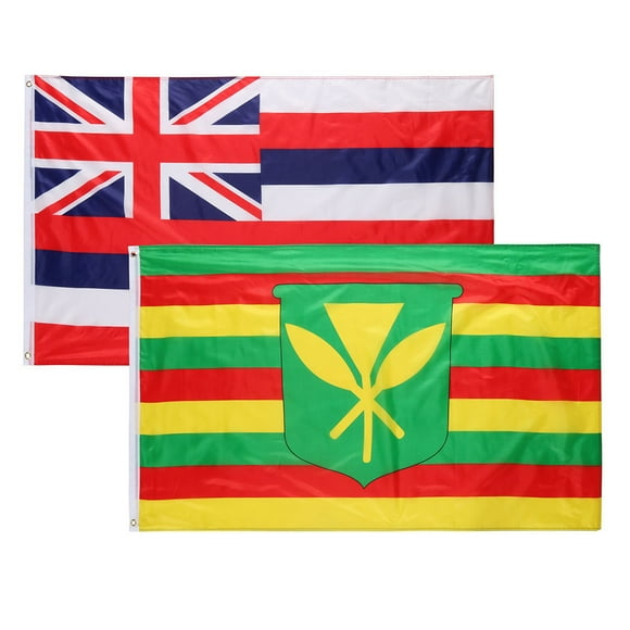 2Pc Hawaii Maoli Brass Flag & Kanaka Flag Combo Suit Banner 3X5Ft Home Decor,Flags For Room
