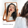thumbnail image 5 of 2 Pack Mirror with Wood Stand, Rotation Makeup Mirror, 10" Standing Cosmetic Mirror, Portable Wood Tabletop Mirror for Hanging, High-Definition, Pine, 5 of 5