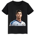 thumbnail image 3 of Camiseta de algodón negra de manga corta de verano para niños y niñas, ropa deportiva, camisetas con estampado de estrella de fútbol Ronaldo, ropa para niños, 3 of 5