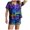 Pajamas152-Blue, variant on Women Halloween Simple Pumpkin Graphic Imitation Silk Pajama Set Short Sleeve Trimmed Lapel Collar Shirt with Loose Shorts for Festival Night Outfit,Sizes XL