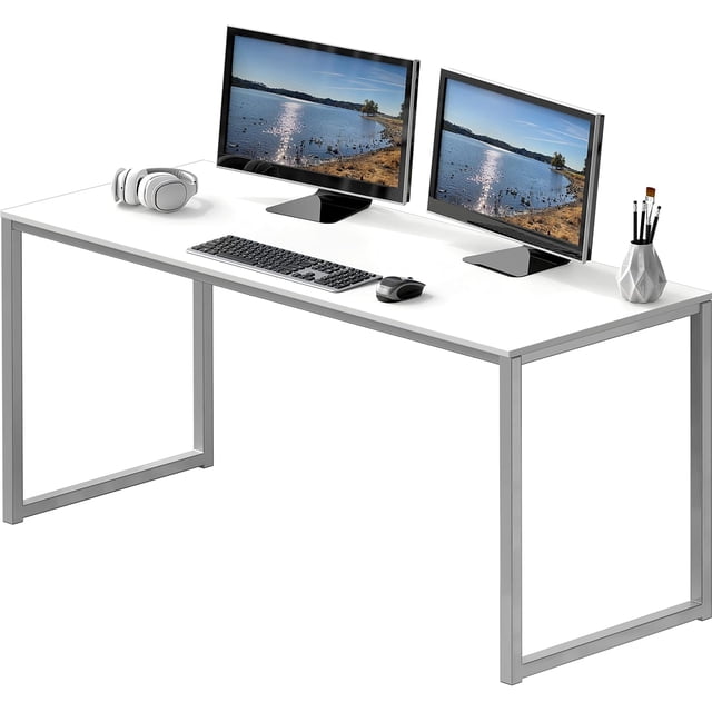 Commercial-Grade Office Computer Desk x cm Silver w/Espresso Top