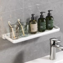 Blukids Over Sink 1-Shelf Wall Mounted Floating Tray Narrow Counter Organizer Shelf, Aluminum, White, 1 Count