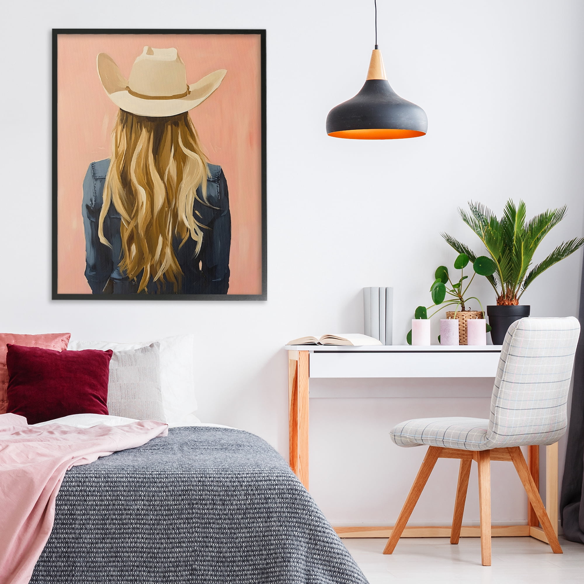 Stupell Industries Blonde Cowgirl Back View Black Framed Giclee Art, design by The Prints Vibe