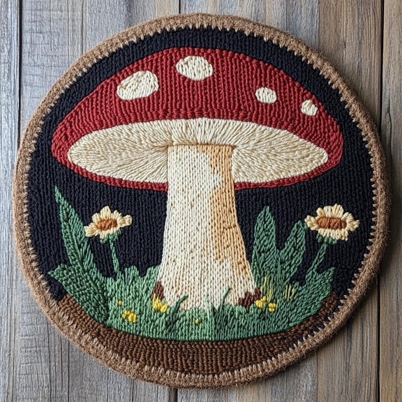 Punch Needle kits Mushroom Easy for Beginners DIY Punch Needle Yarn Starter Embroidery Set for Craft Lovers with Printed Pattern and Hoop for Home Decor 20x20cm(2)