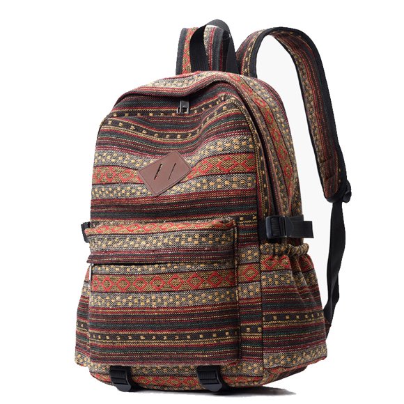 Tonnylam Mochila escolar a rayas de colores de moda Mochila de estilo étnico simple para hombres y mujeres jóvenes que viajan, van de compras e van a clase