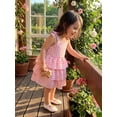 thumbnail image 5 of BemeyourBBs Toddler Baby Girl Pink Plaid Gingham Summer Dress Cute Little Girl Sundress Casual Layered Hem Plaid Print Cute Bow Sleeveless Dress Clothes, 5 of 9