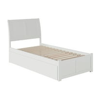 Portland Twin Extra Long Bed with Footboard and Twin Extra Long Trundle in White