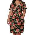 thumbnail image 3 of Vestido de fiesta de lujo para mujer con bolsillos sueltos y obra digital de arte de rosas rojas. Vestido para niñas., 3 of 7