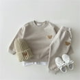 thumbnail image 2 of Odeerbi 0-4 Years Infant Boys Girls Outfits Cotton Sweatsuits Bear Crewneck Sweatshirts Sweatpants Two-piece Set Round Neck Long Sleeve Casual Top Loose Pants Infant Boys Girls Clothes, 2 of 4