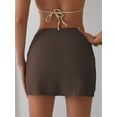 thumbnail image 4 of Skirt for Women High Waisted Skirt Ruched Wrap Short Skirt Brown M, 4 of 7