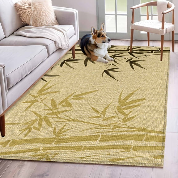 Area Rugs for Living Room Bedroom, Vintage Bamboos 4'x6' Rug Washable Carpet Runner Indoor Outdoor, Ink Painting Retro Art Rustic Non Slip Accent Floor Mats Rug for Kitchen, Office