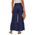 thumbnail image 4 of Dresfit Linen Pants Women Wide Leg Palazzo Boho Pant Summer 2026 Loose Lightweight Slacks Elastic High Waist Lounge Yoga Trousers with Pockets Navy S, 4 of 4