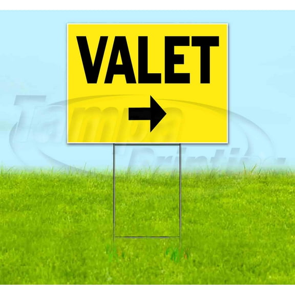 Valet Right (18" x 24") Yard Sign, Includes Metal Step Stake