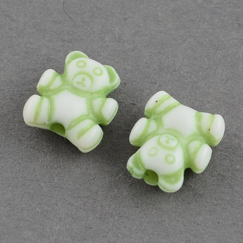 Craft Style Bear Acrylic Beads Mixed Color 9x8x4mm Hole: 1.5mm about 2990pcs/500g