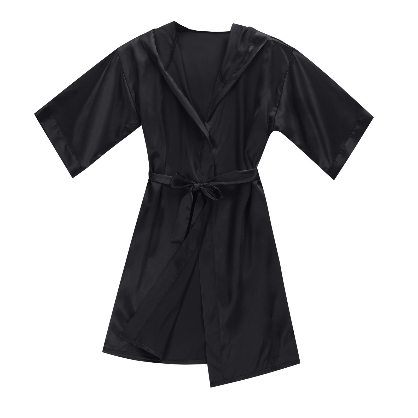 Bata kimono con capucha de satén de seda para niños y niñas, pijama para dormir, conjunto cómodo y elegante, 5-6 años 4