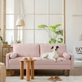 thumbnail image 6 of Koorlian Small Sofa Couch, 2 Seater Fabric Loveseat, Mid Century Modern Couches for Living Room, Appartment, Dorm, Hotel, Home Office, Button Tufted Seat Cushion, Square Armrest, Pink, 6 of 7