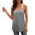 thumbnail image 3 of Camiseta sin mangas para mujer, cuello en U, tirantes cruzados en la espalda, ajuste holgado, Color puro, chaleco sin mangas de verano, 3 of 6