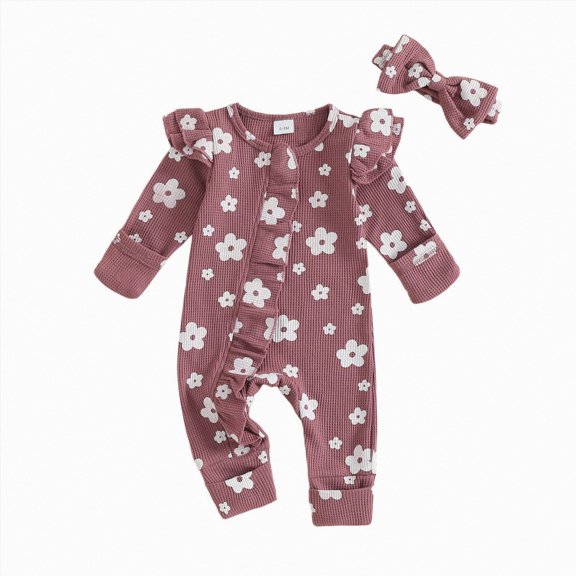 NIEWTR Toddler Winter Clothes Baby Girl Boy Outfit Infant Cotton Long Sleeve Newborn Romper Unisex Footless Jumpsuit(A-Purple,0-3 Months)