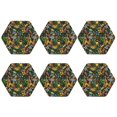 thumbnail image 2 of Gaeub Hawaiian Culture Symbols Print 6 Pcs Leather Coasters for Drinks ,Drink Coasters Sets,Drink Table Cup Coasters for Living Room Kitchen Coffee Decor,Hexagon, 2 of 7