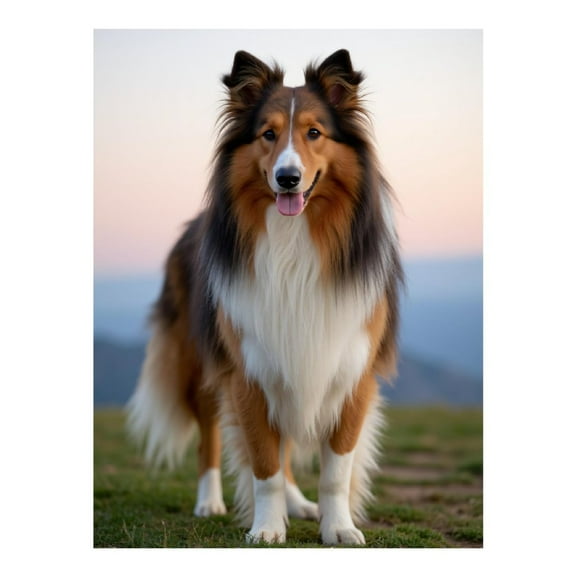 Diamond Art Kit for Adults, Sunset Majestic Shetland Sheepdog Diamond Painting for Adults Beginners, 5D DIY Diamond Art Painting Kits, Colorful Diamond Painting Craft for Home Decor 12x16