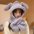 thumbnail image 4 of Plush Hat Two-in-one Lightweight Exquisite Bunny Ear Plush Hat Scarf Shooting Props, 4 of 10