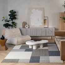 Rug Branch Hogar Geometric Abstract Indoor Jute Area Rug, Grey Blue - 6'x9'