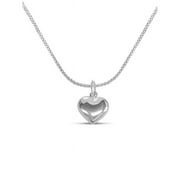 16 in. Miniature Silver Heart Necklace with Superflex Chain
